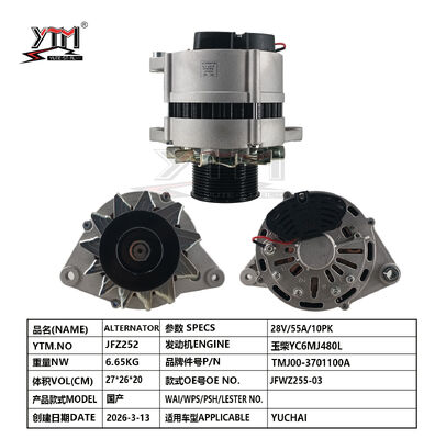 YUCHAI Automotor Lichtmaschine 28V 55A JFWZ255-03 TMJ00-3701100A YC6MJ480L