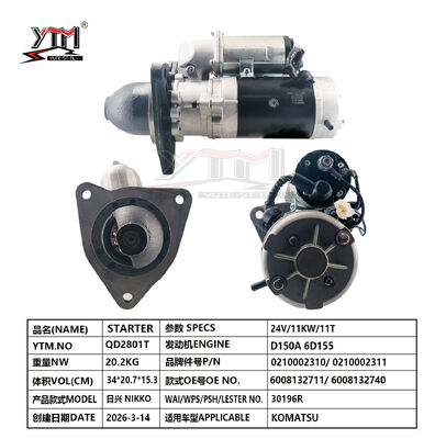 24V Anlassermotor D150A 6D155 Dieselmotor Zubehör 0210002310 0210002311 6008132711 6008132740 für NIKKO