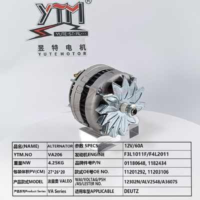 YTM VA206 12V 60A Alternator 439190 11201292 11203106 for Deutz F3L1011F F4L2011 Engine