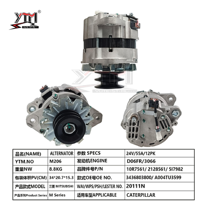 24V 55A Alternator A004TU3599 3436803800 10R7561 for Mitsubishi D06FR Caterpillar 3066 Engine