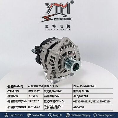 Truck Alternator 28V 150A ALQ4697 ALQ4697BJ Replacement 082V261017271 082V261017278 Fit Sinotruk HOWO T5G HOHAN N5G N6G