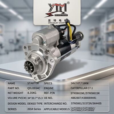 QDJ2654C 24V 7,8KW 10T Startermotor für Schwermaschinen 4882807 4380004441 STN5861ML STN5861SK 31572N für C7.1 Bagger