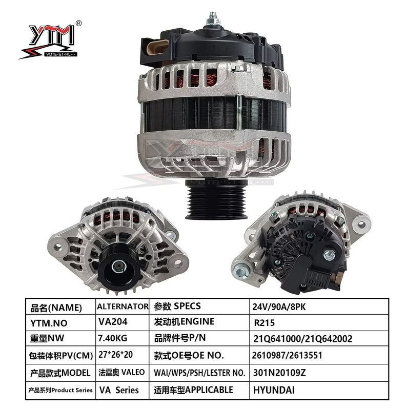 Neuer VA204 24V 90A 8PK 2610987 2613551 Lichtmaschinenaggregat WAI 301N20109Z für R215 Heavy Duty