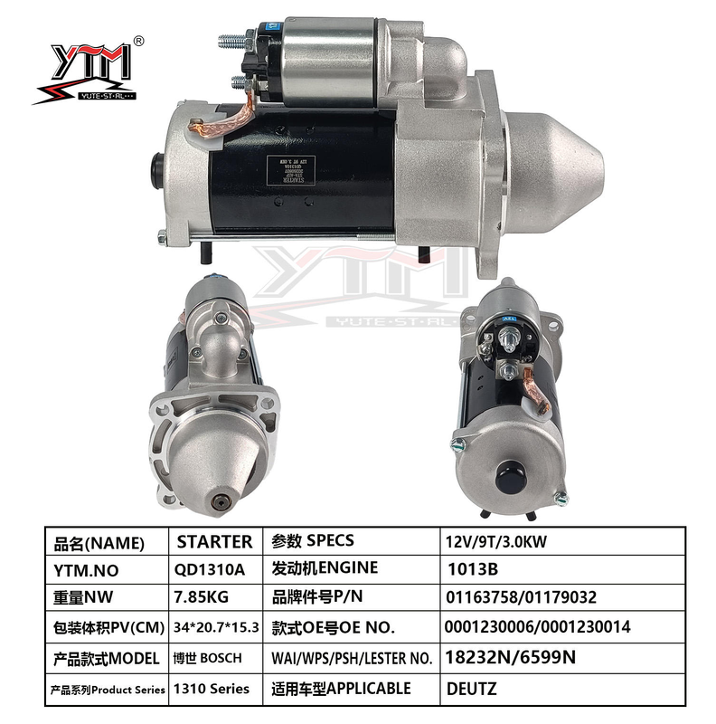 12V 3,0KW 9Z Anlasser 0001230006 0001230014 Lester 18232N 6599N für Deutz 1013B Motor