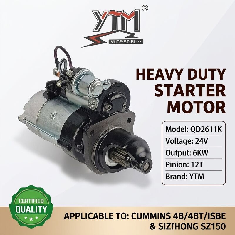 24V 12T 6KW Startermotor QD2611K für Cummins 4B 4BT 4BTA ISBE-Motor OE 3968130 4929600 für Shantui SZ150 Bagger