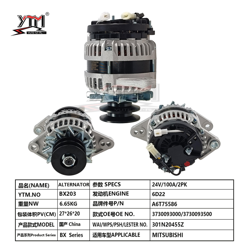 24V 100A 2PK Alternator BX203 For Mitsubishi 6D22 Engine OE 3730093000 3730093500 A6T75586 Generator