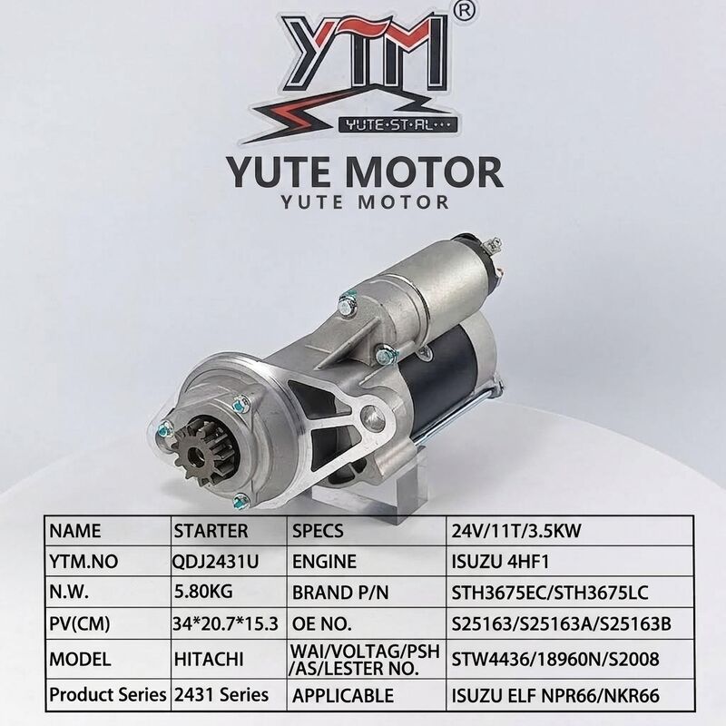 24V 11T 3.5KW Starter Motor Hitachi Style For Isuzu 4HF1 Engine OE S25163 STH3675EC